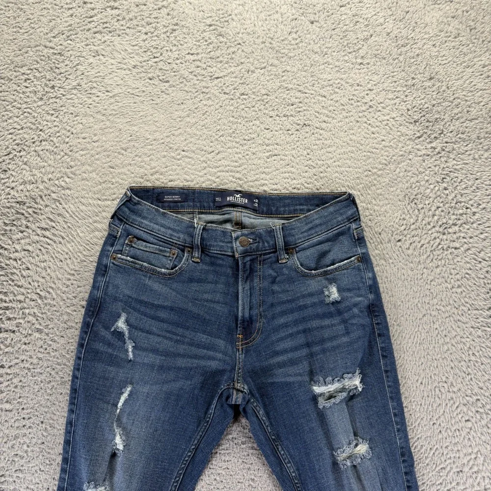 Hollister Jeans Men 31x32 Blue Cotton Denim‎ Skinny Workwear Distressed Stretch